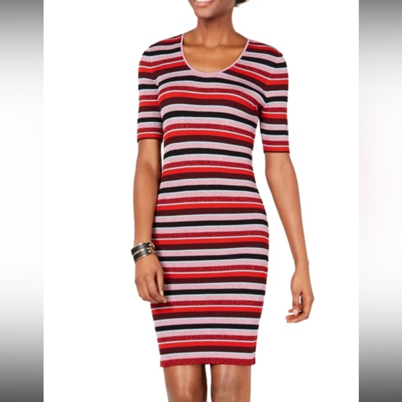 Bar III Dresses & Skirts - Bar III Dresses | Metallic Striped Sweater Midi Dress